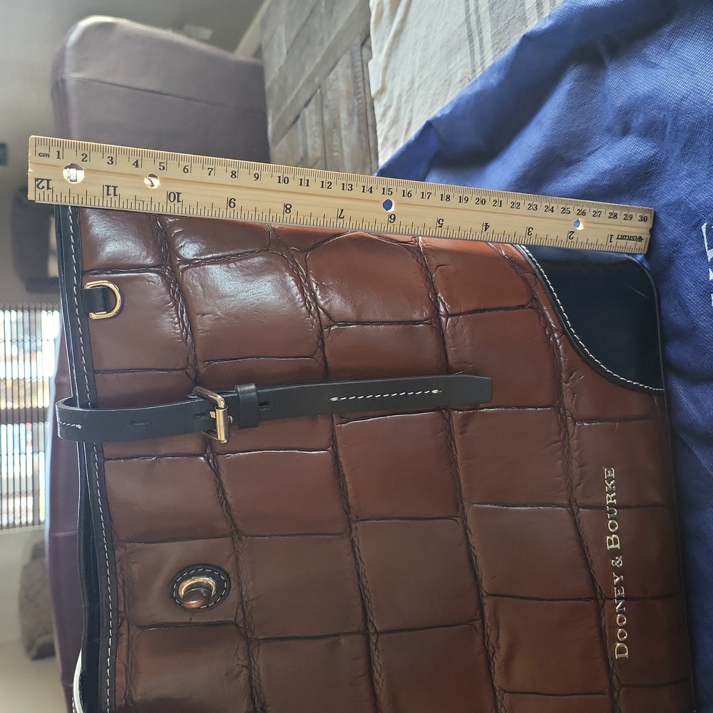 Dooney & Bourke Croc-Embossed Cognac and Black Dover Tote - Picture 11 of 13